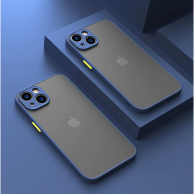 Husa iPhone 13, Plastic Dur cu protectie camera, Albastru
